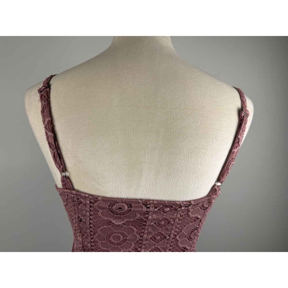 Aeropostale Dress Floral Lace S Mauve Pink Boho Button Down Mini Sleeveless - Picture 4 of 9